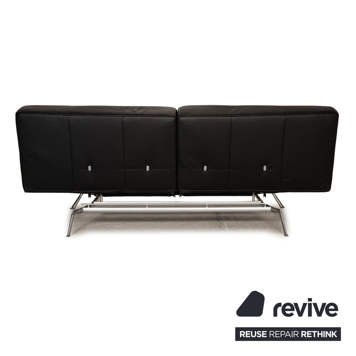 ligne roset Smala Leder Sofa Schwarz Dreisitzer Couch Funktion Schlaffunktion