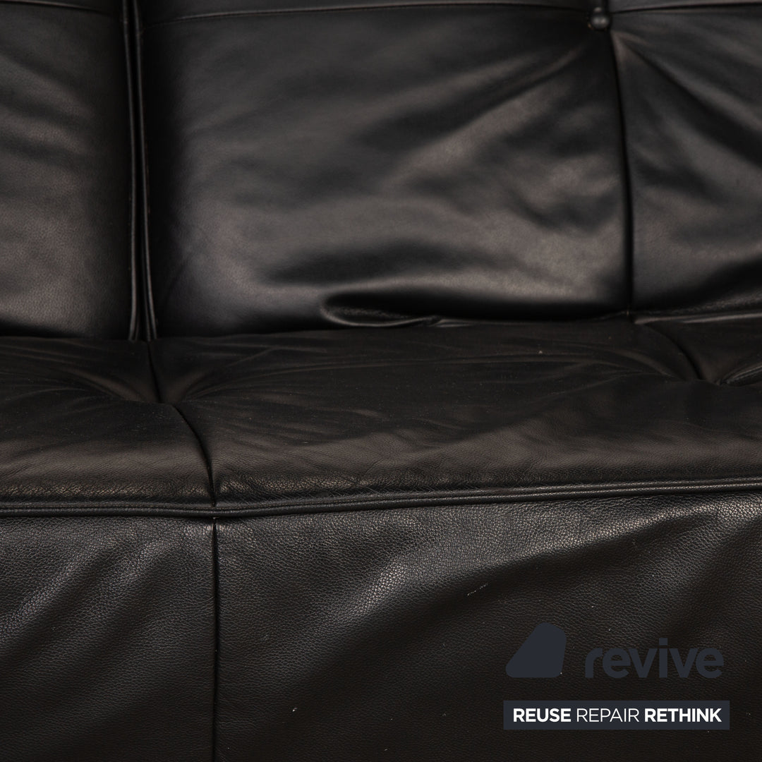 ligne roset Smala leather sofa black three-seater couch function sleeping function