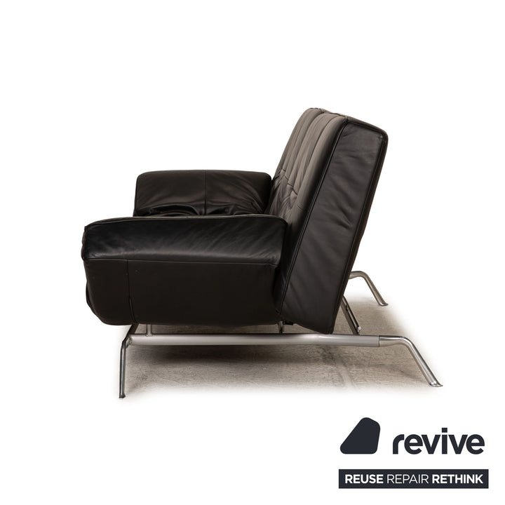 ligne roset Smala Leder Sofa Schwarz Dreisitzer Couch Funktion Schlaffunktion
