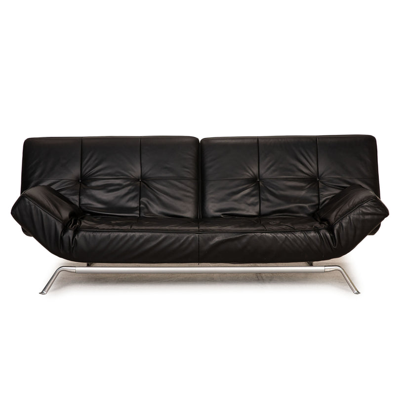 ligne roset Canapé en cuir Smala noir fonction canapé trois places fonction sommeil
