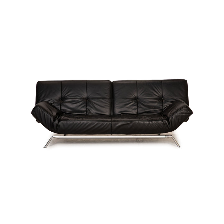 ligne roset Canapé en cuir Smala noir fonction canapé trois places fonction sommeil