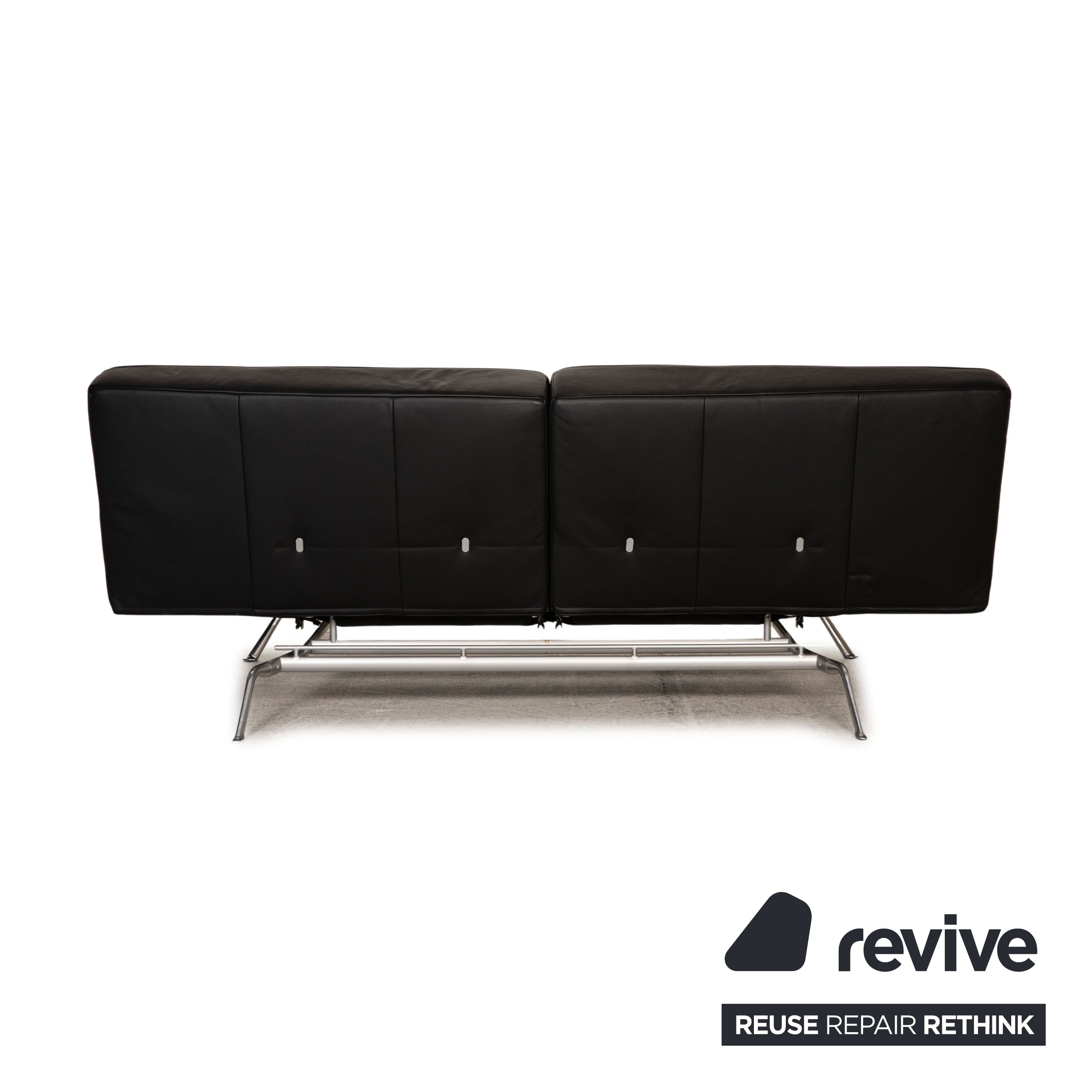 ligne roset Smala Leder Sofa Schwarz Dreisitzer Couch Funktion Schlaffunktion