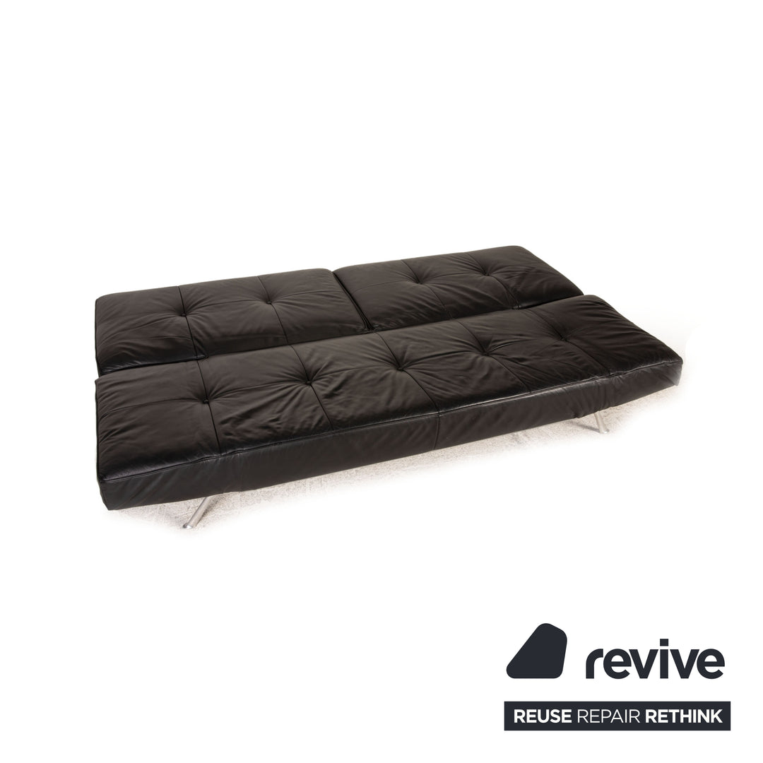 ligne roset Canapé en cuir Smala noir fonction canapé trois places fonction sommeil