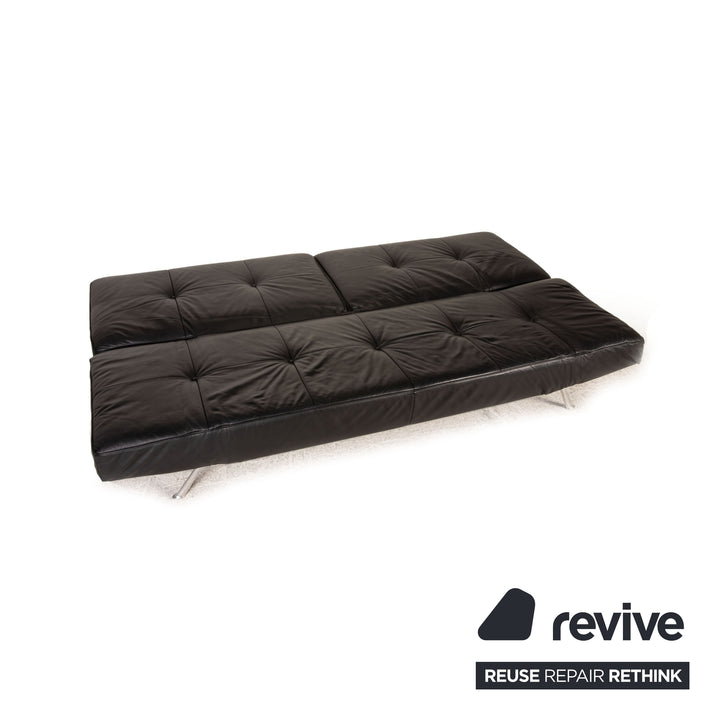 ligne roset Smala Leder Sofa Schwarz Dreisitzer Couch Funktion Schlaffunktion