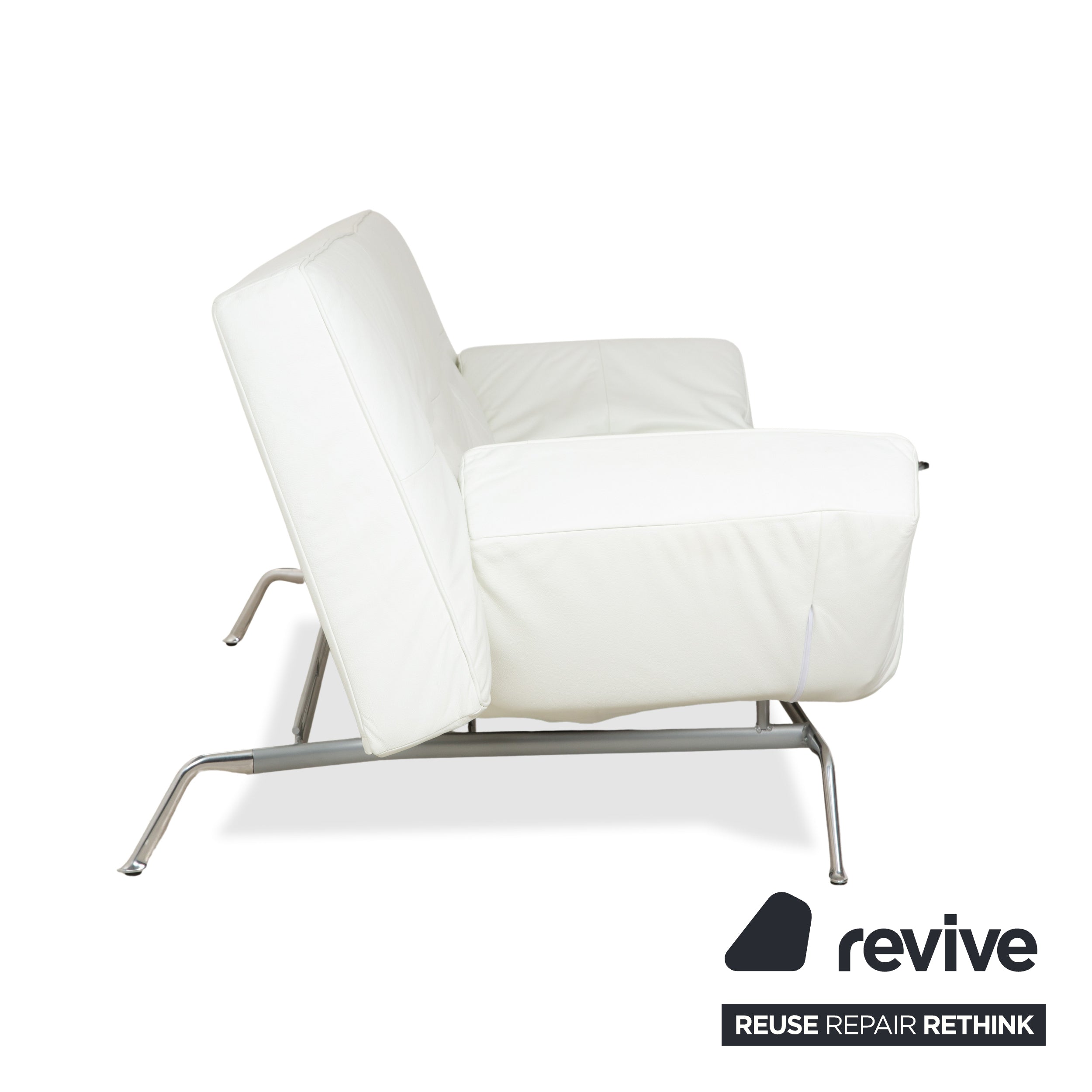 Ligne Roset Smala Leder Dreisitzer Weiß Creme manuelle Funktion Sofa Couch