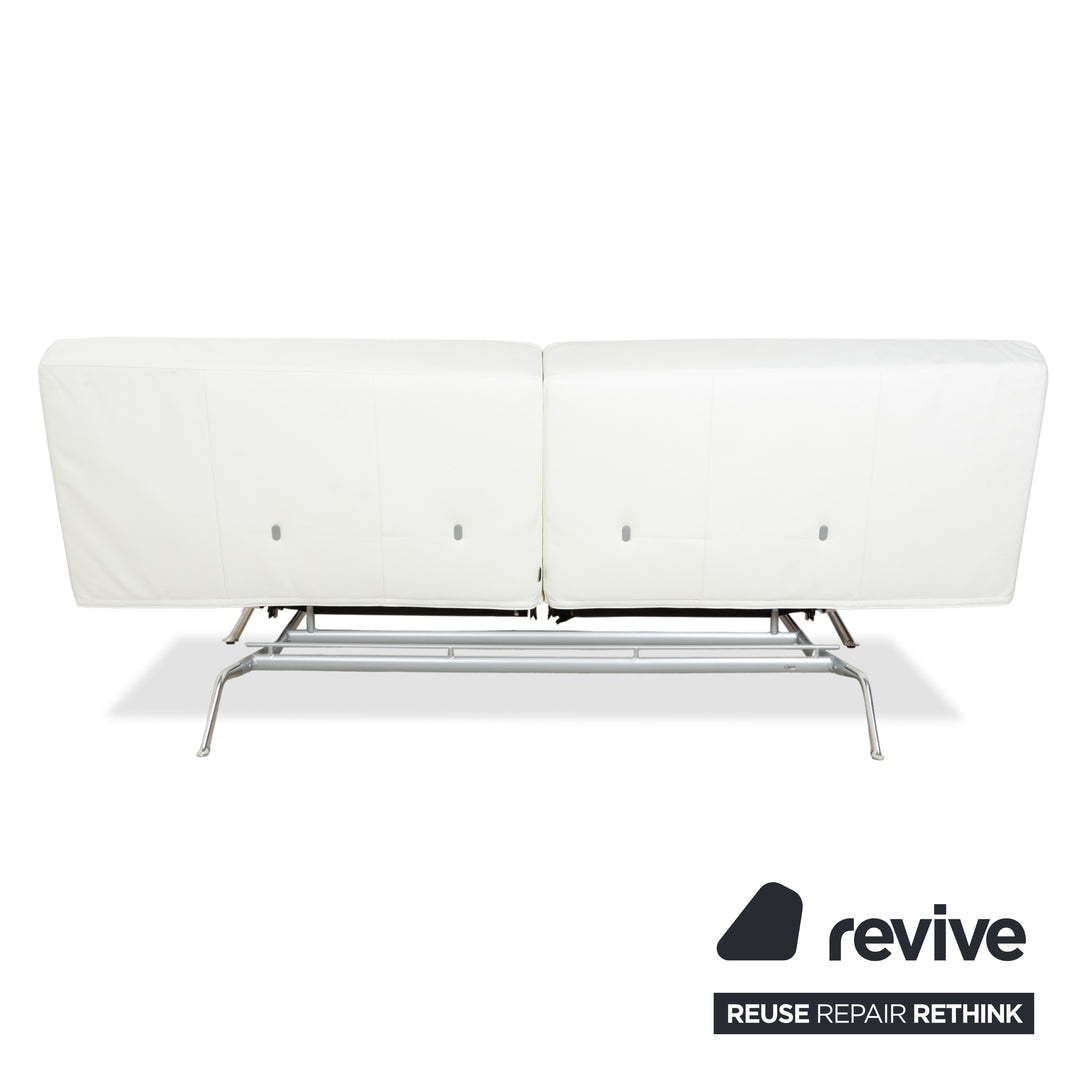 Ligne Roset Smala Leder Dreisitzer Weiß Creme manuelle Funktion Sofa Couch
