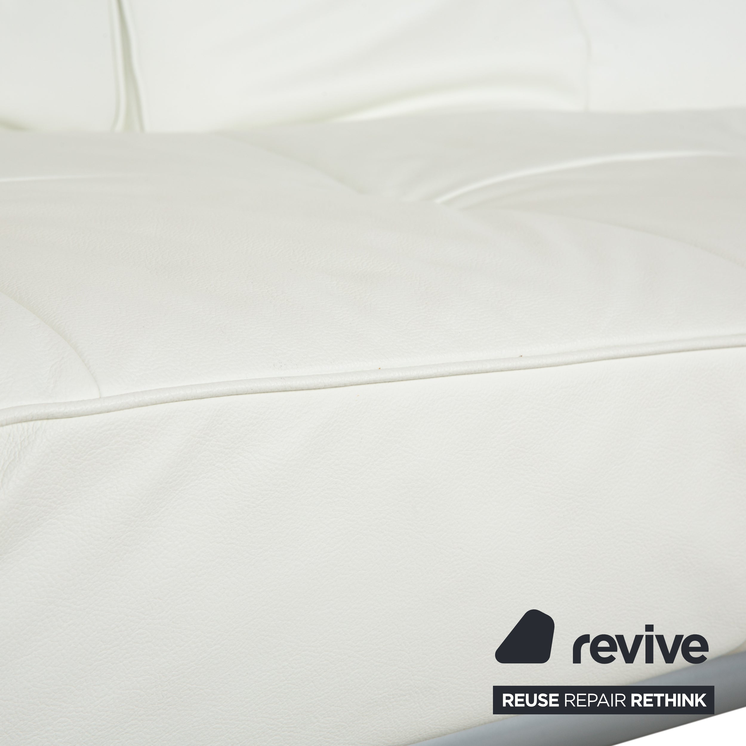 Ligne Roset Smala Leder Dreisitzer Weiß Creme manuelle Funktion Sofa Couch