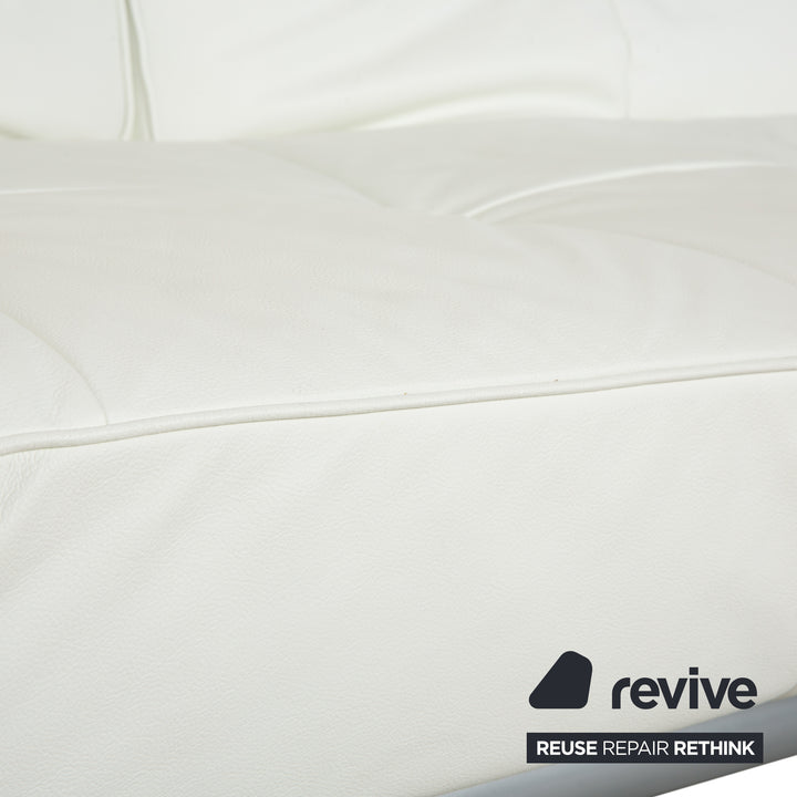 Ligne Roset Smala Leder Dreisitzer Weiß Creme manuelle Funktion Sofa Couch