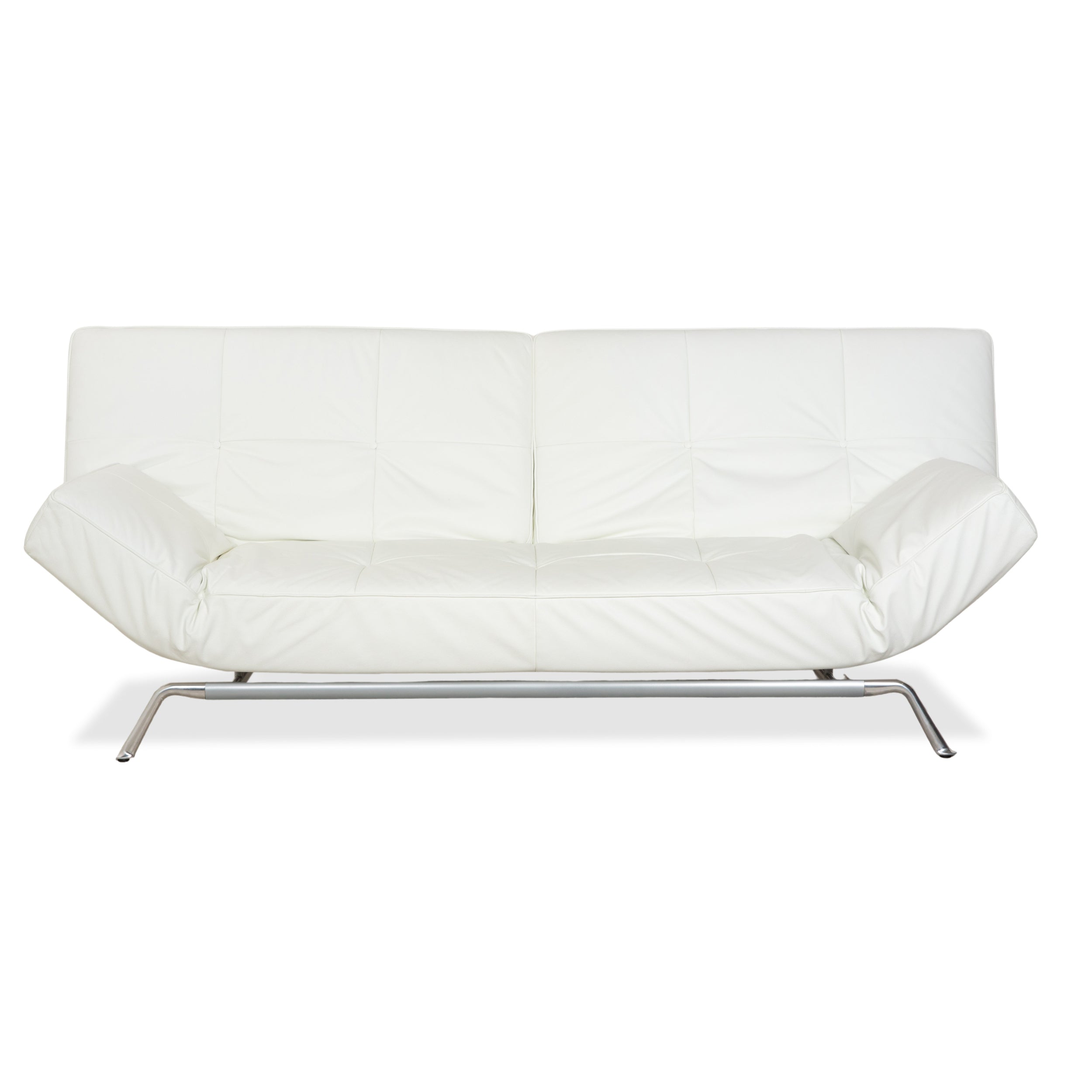 Ligne Roset Smala Leder Dreisitzer Weiß Creme manuelle Funktion Sofa Couch