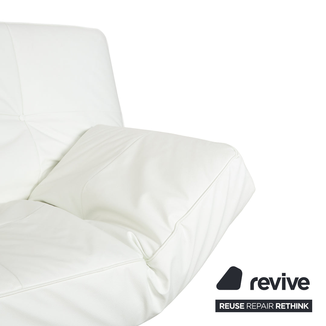 Ligne Roset Smala Leder Dreisitzer Weiß Creme manuelle Funktion Sofa Couch