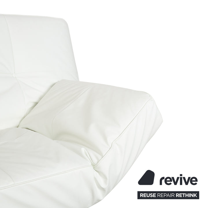 Ligne Roset Smala Leder Dreisitzer Weiß Creme manuelle Funktion Sofa Couch