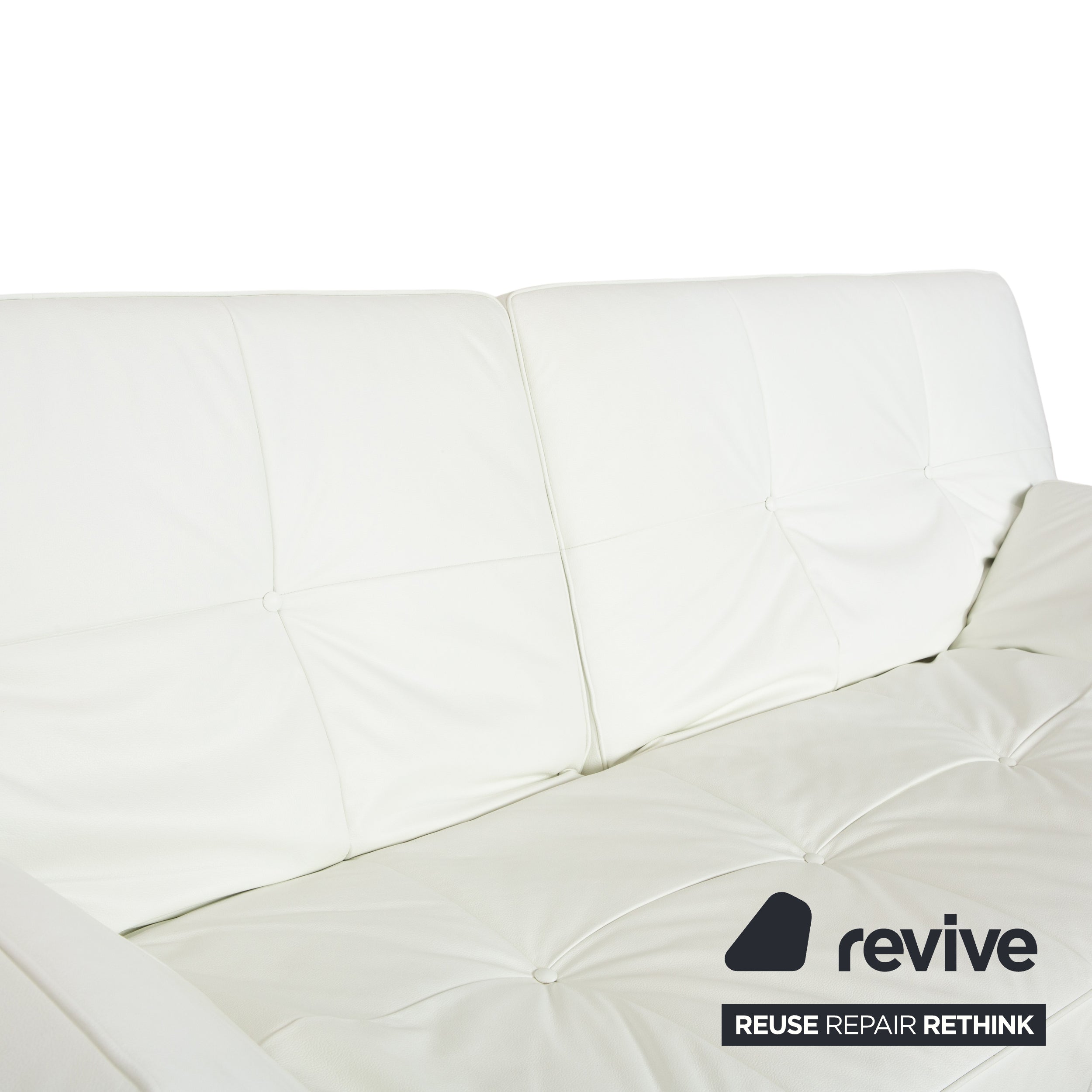 Canapé trois places en cuir Ligne Roset Smala à fonction manuelle, blanc crème
