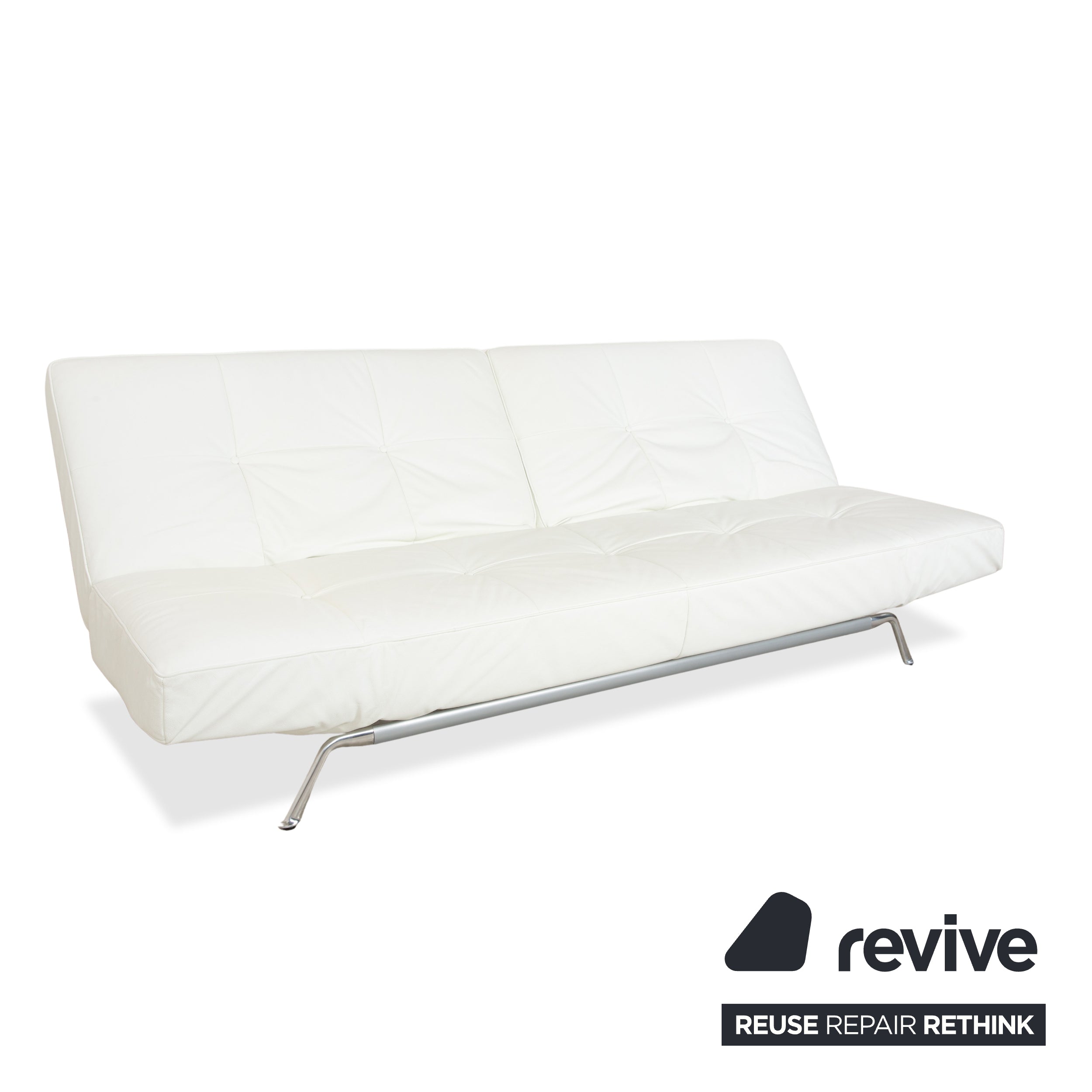 Ligne Roset Smala Leder Dreisitzer Weiß Creme manuelle Funktion Sofa Couch