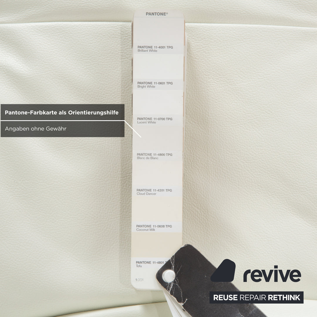 Ligne Roset Smala Leder Dreisitzer Weiß Creme manuelle Funktion Sofa Couch