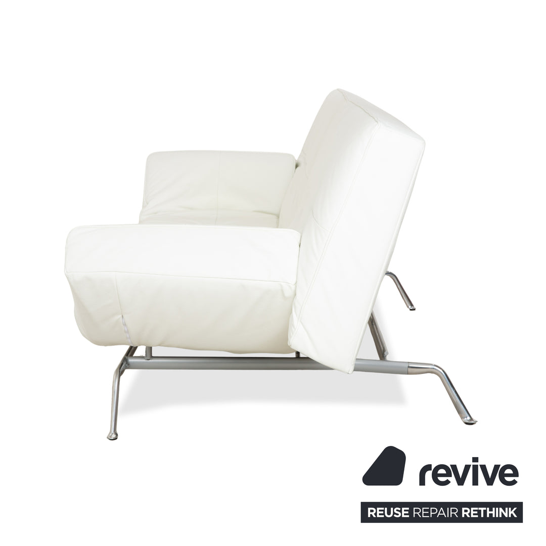 Ligne Roset Smala Leder Dreisitzer Weiß Creme manuelle Funktion Sofa Couch