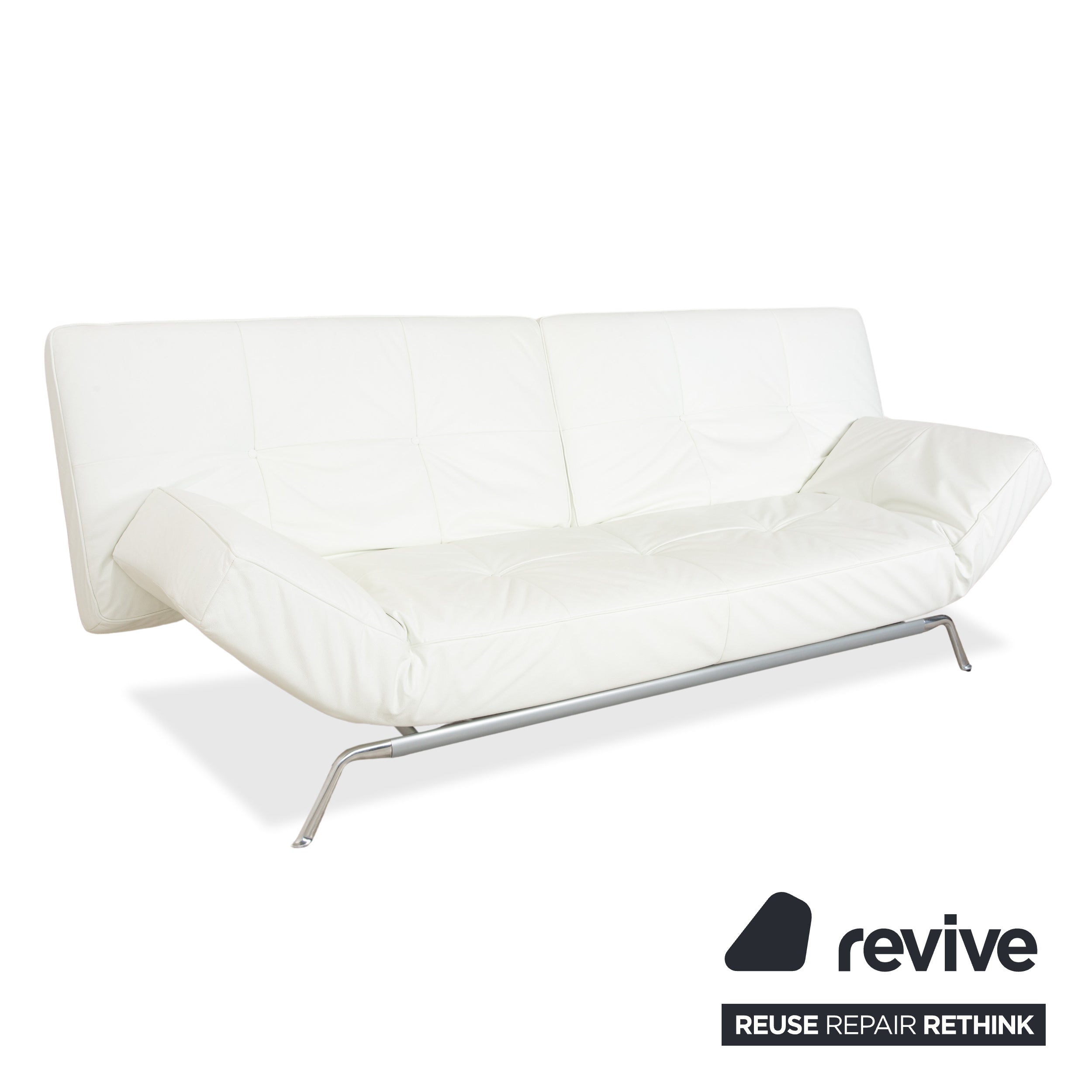 Ligne Roset Smala Leder Dreisitzer Weiß Creme manuelle Funktion Sofa Couch