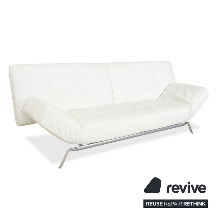 Ligne Roset Smala Leder Dreisitzer Weiß Creme manuelle Funktion Sofa Couch