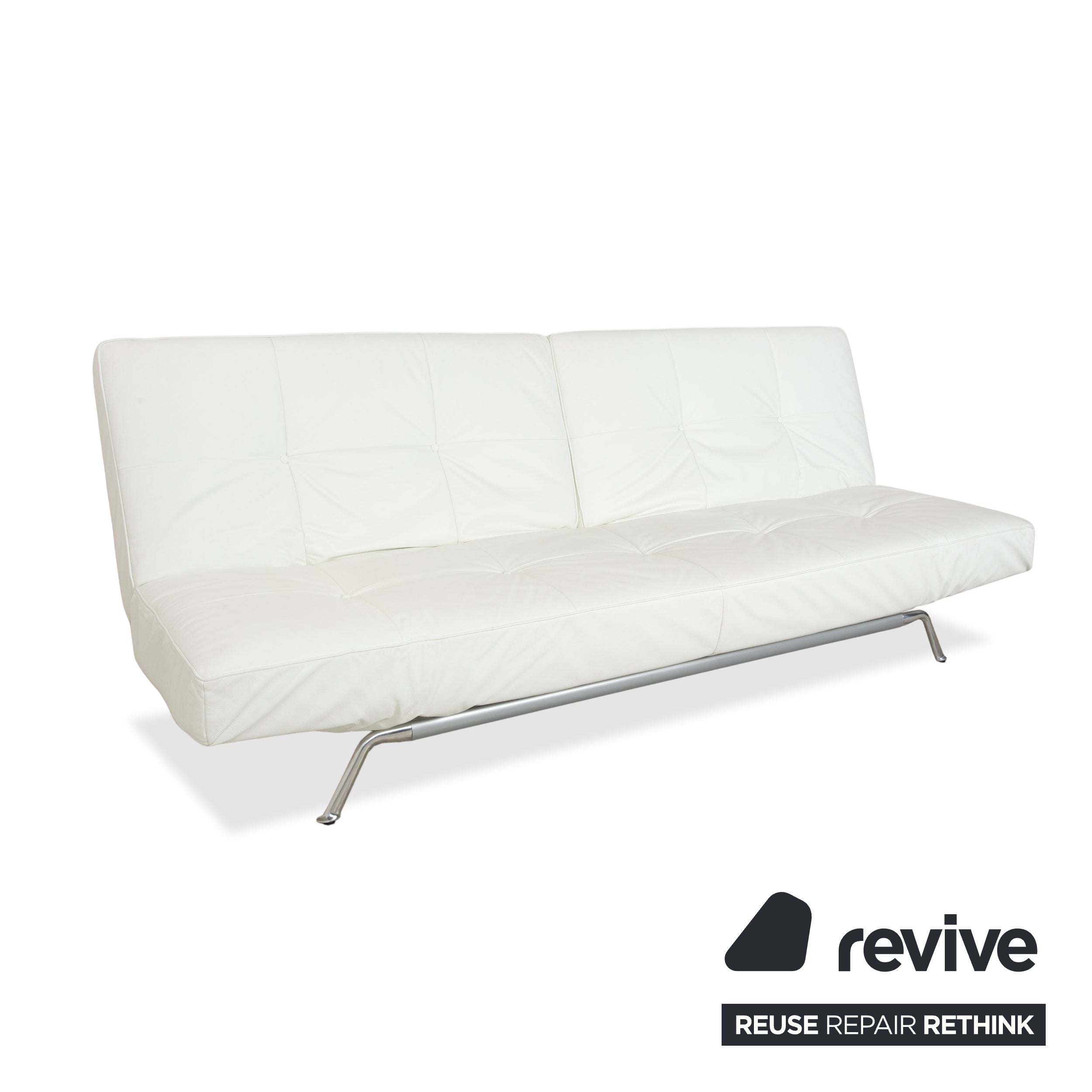 Ligne Roset Smala Leder Dreisitzer Weiß Creme manuelle Funktion Sofa Couch