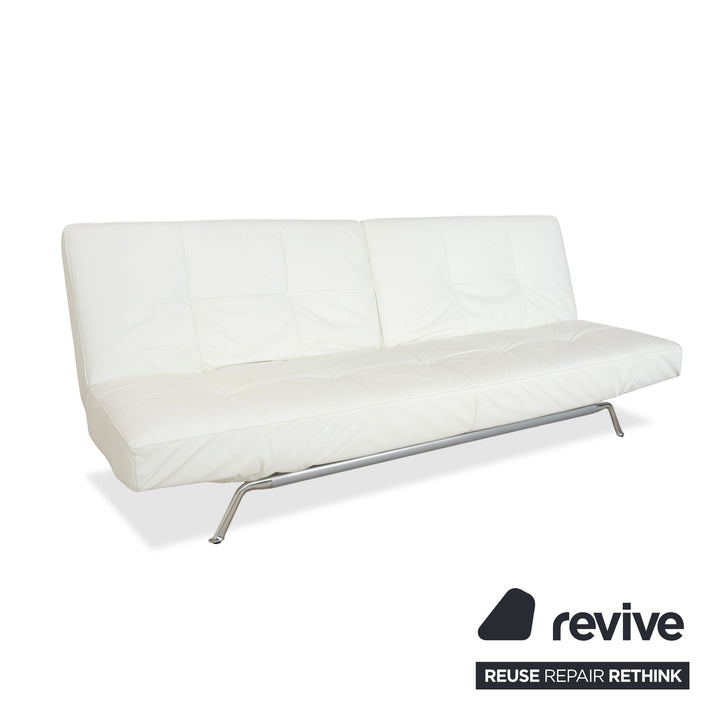 Ligne Roset Smala Leder Dreisitzer Weiß Creme manuelle Funktion Sofa Couch