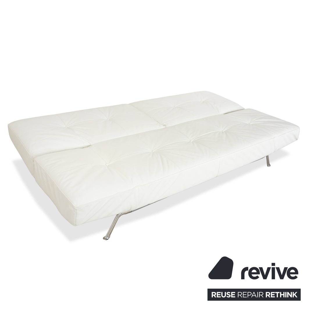 Ligne Roset Smala Leder Dreisitzer Weiß Creme manuelle Funktion Sofa Couch