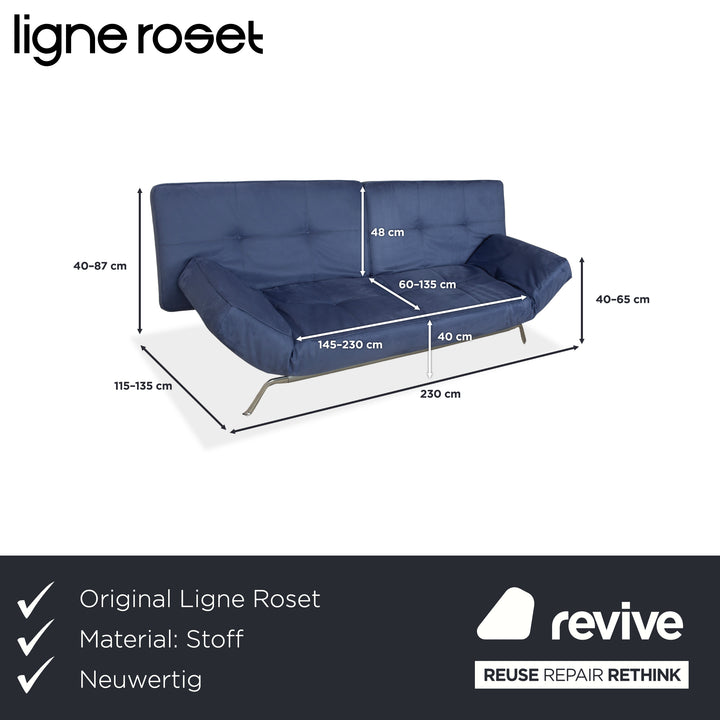 Ligne Roset Smala tissu trois places bleu nouvelle housse fonction manuelle fonction sommeil