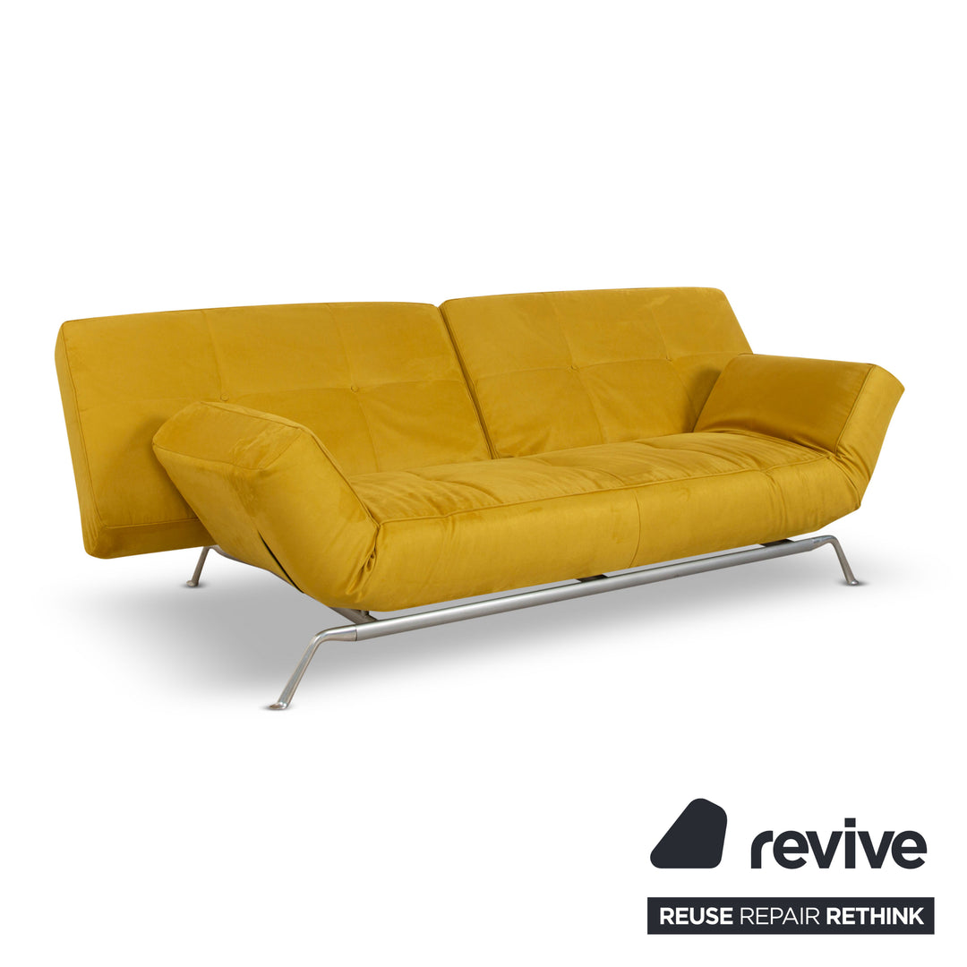 ligne roset Smala fabric three-seater yellow sofa couch new cover manual function sleeping function