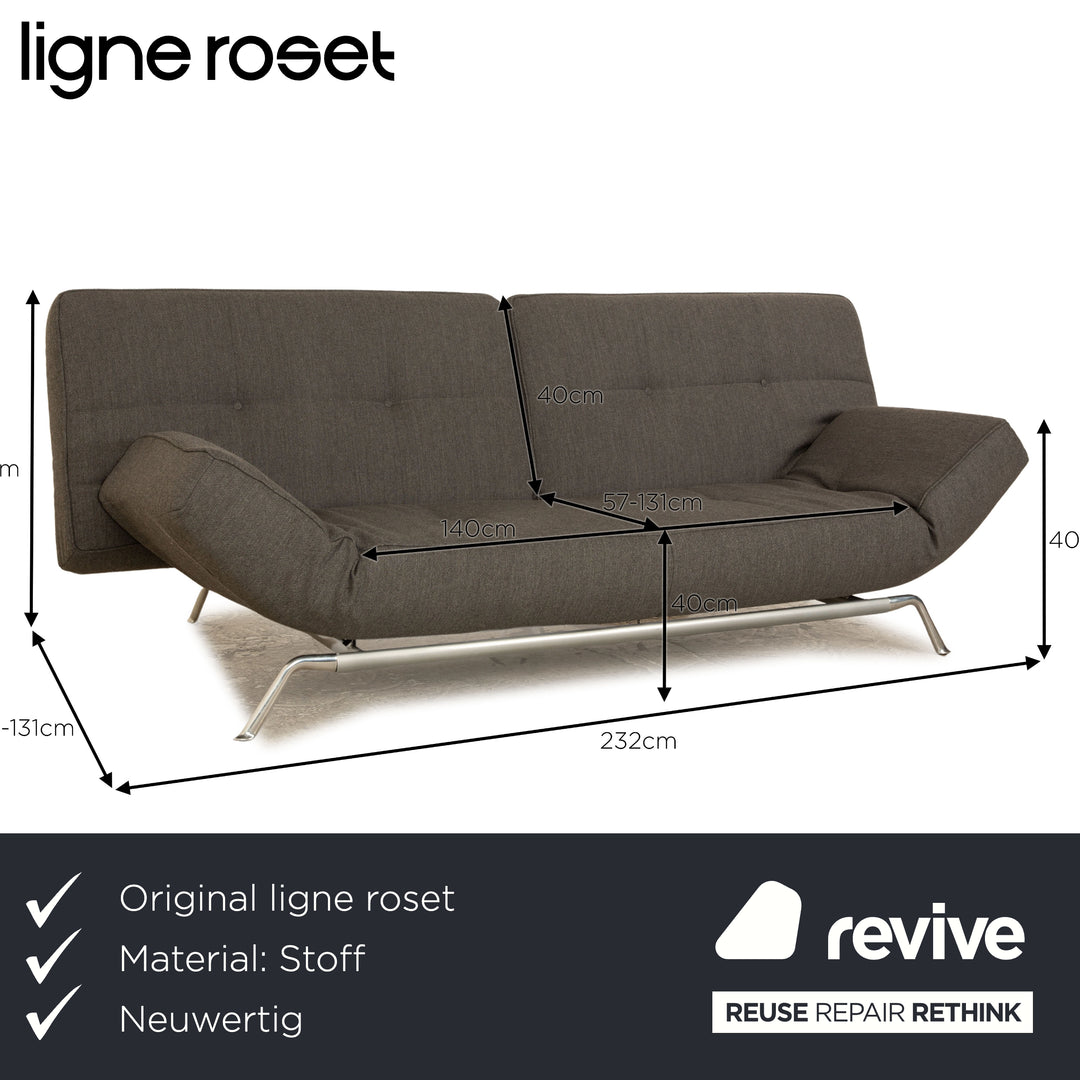 ligne roset Smala fabric three-seater gray manual sleep function sofa couch new cover