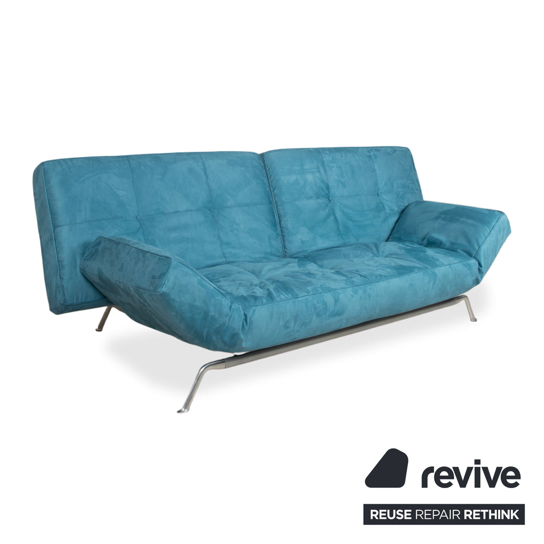 Ligne Roset Smala Stoff Dreisitzer Blau Türkis manuelle Funktion Schlaffunktion Neubezug Memphis 735