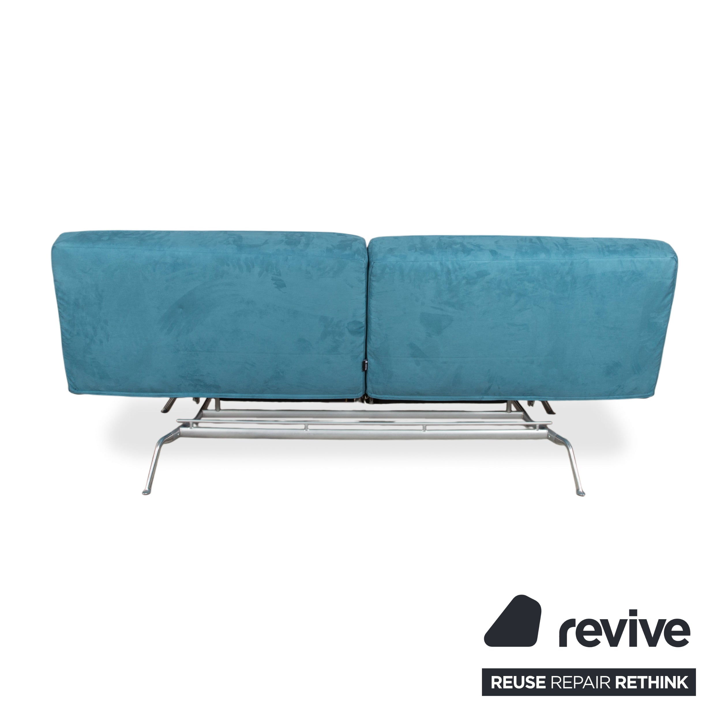 Ligne Roset Smala Stoff Dreisitzer Blau Türkis manuelle Funktion Schlaffunktion Neubezug Memphis 735
