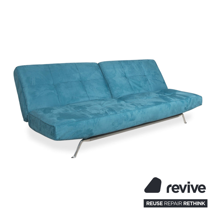 Ligne Roset Smala Stoff Dreisitzer Blau Türkis manuelle Funktion Schlaffunktion Neubezug Memphis 735