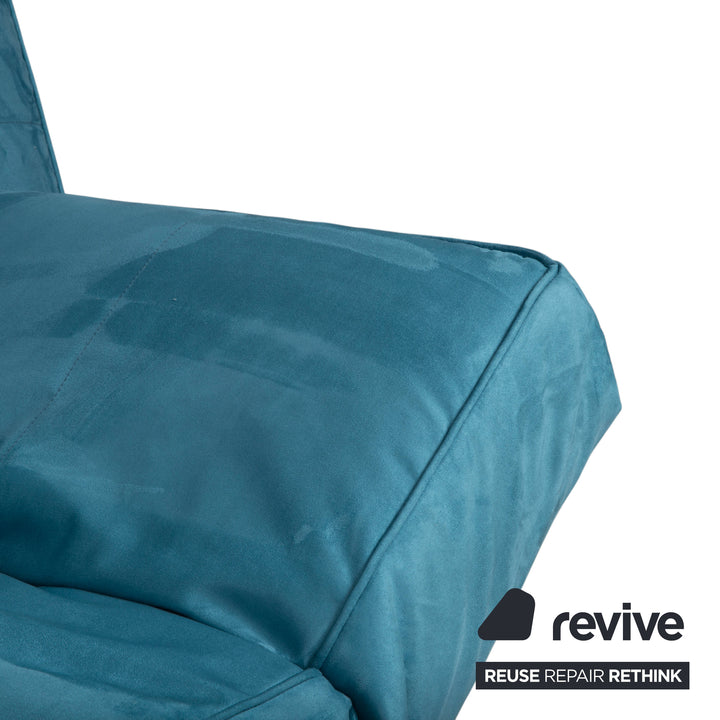 Ligne Roset Smala Stoff Dreisitzer Blau Türkis manuelle Funktion Schlaffunktion Neubezug Memphis 735