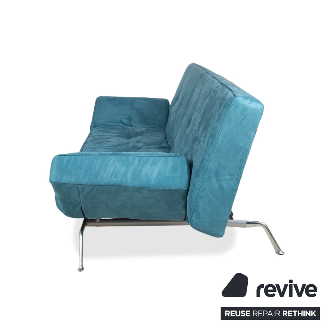 Ligne Roset Smala Stoff Dreisitzer Blau Türkis manuelle Funktion Schlaffunktion Neubezug Memphis 735