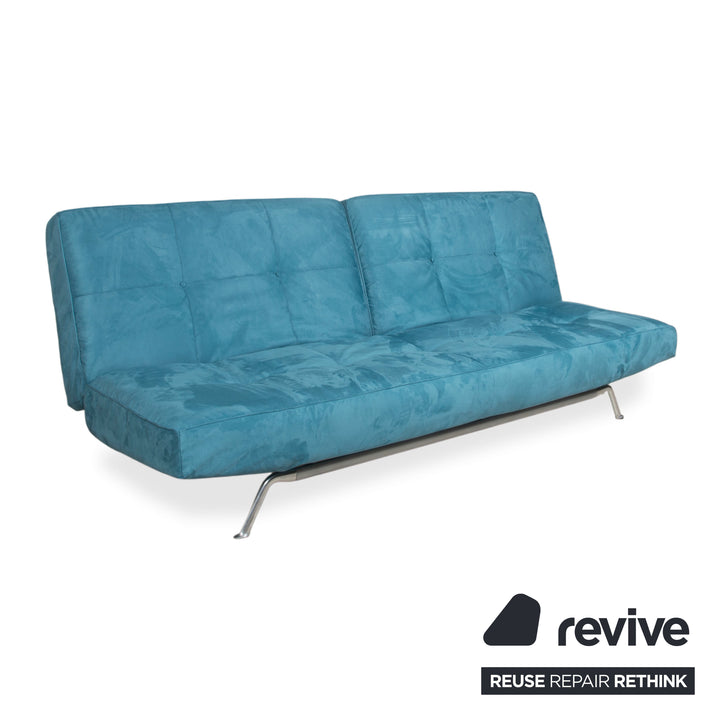 Ligne Roset Smala Stoff Dreisitzer Blau Türkis manuelle Funktion Schlaffunktion Neubezug Memphis 735