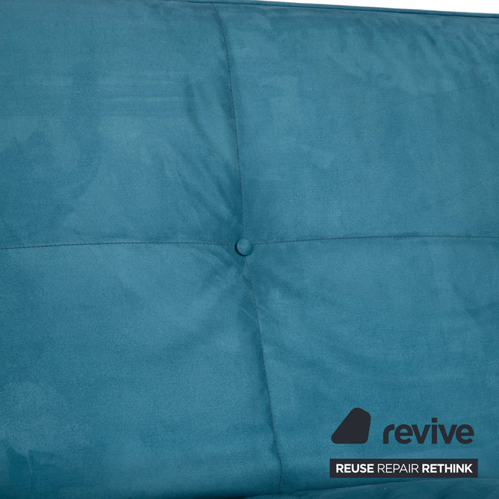 Ligne Roset Smala Stoff Dreisitzer Blau Türkis manuelle Funktion Schlaffunktion Neubezug Memphis 735