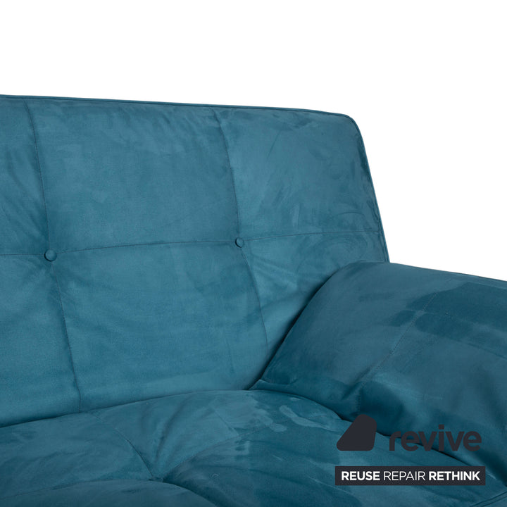 Ligne Roset Smala Stoff Dreisitzer Blau Türkis manuelle Funktion Schlaffunktion Neubezug Memphis 735
