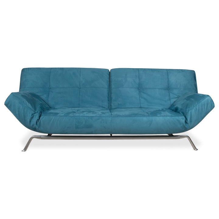 Ligne Roset Smala Stoff Dreisitzer Blau Türkis manuelle Funktion Schlaffunktion Neubezug Memphis 735
