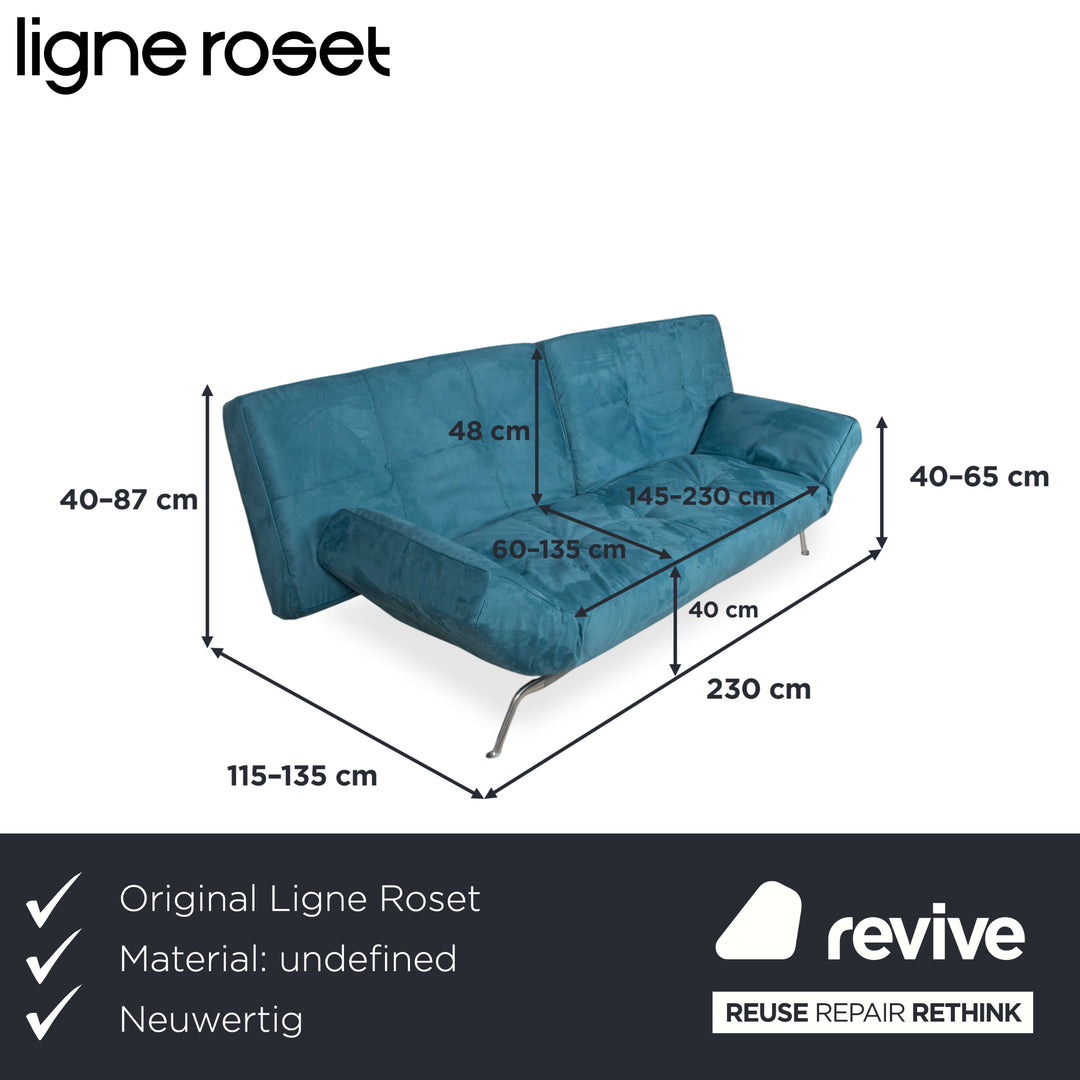 Ligne Roset Smala Stoff Dreisitzer Blau Türkis manuelle Funktion Schlaffunktion Neubezug Memphis 735