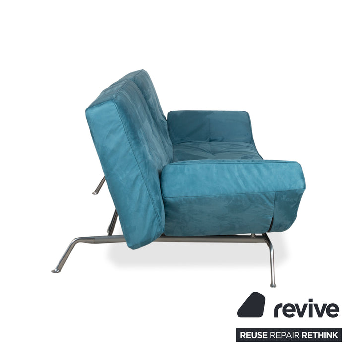 Ligne Roset Smala Stoff Dreisitzer Blau Türkis manuelle Funktion Schlaffunktion Neubezug Memphis 735