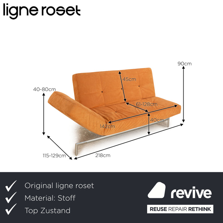 ligne roset Smala Stoff Dreisitzer Orange manuelle Funktion Sofa Couch Schlafsofa