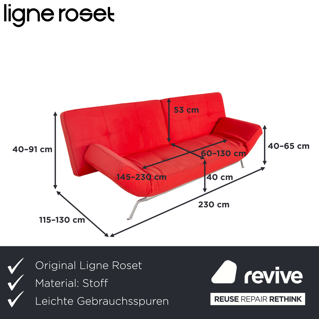 Ligne Roset Smala fabric three-seater red manual function sofa couch