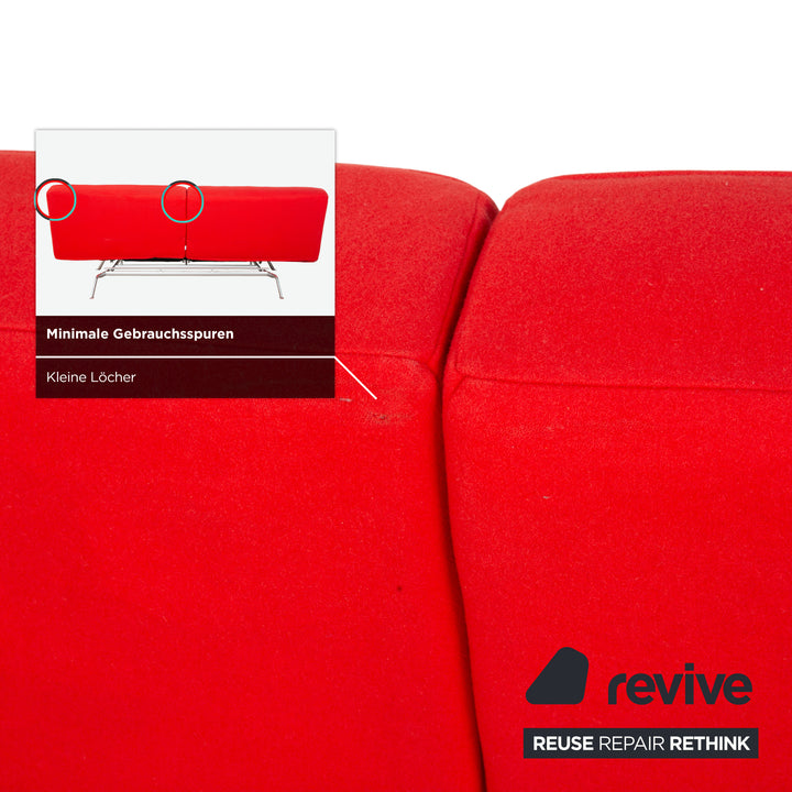Ligne Roset Smala fabric three-seater red manual function sofa couch
