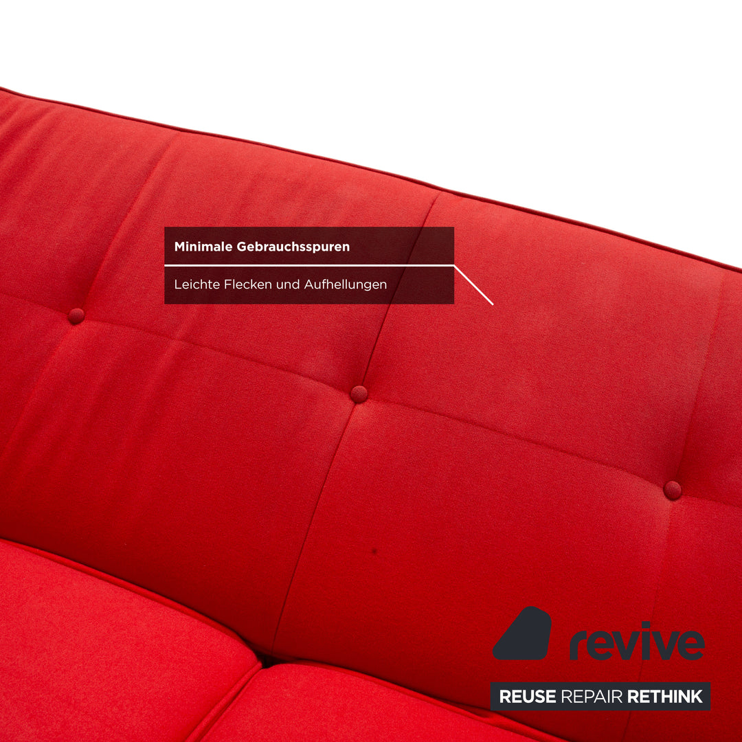 Ligne Roset Smala fabric three-seater red manual function sofa couch