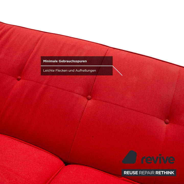 Ligne Roset Smala fabric three-seater red manual function sofa couch