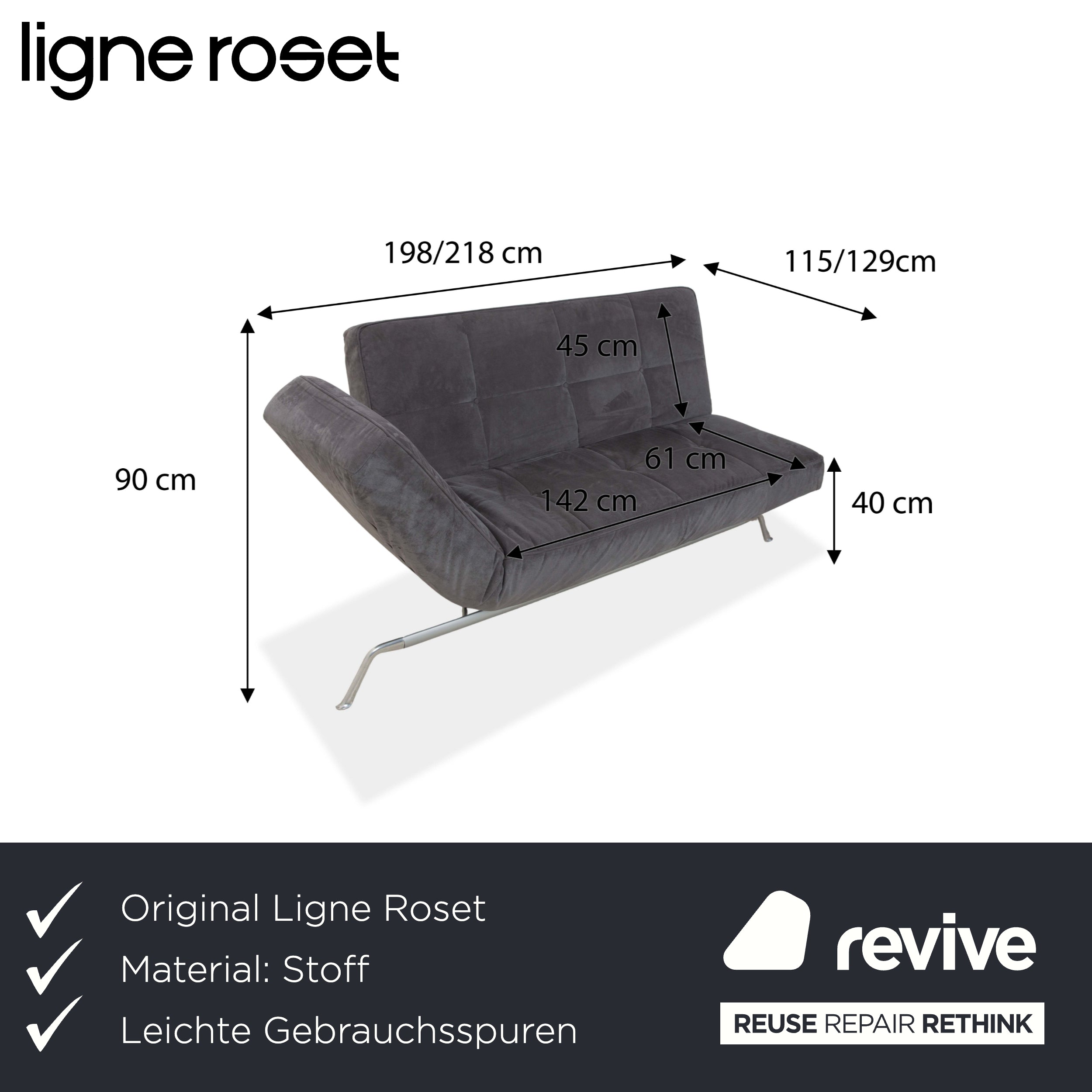 ligne roset Smala fabric three-seater sofa couch grey manual function