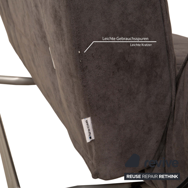 canapé 3 places en tissu Smala ligne roset avec repose-pieds gris fonction manuelle