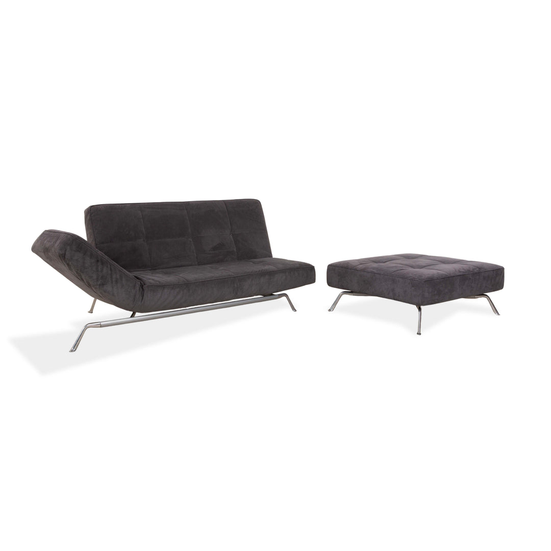 canapé 3 places en tissu Smala ligne roset avec repose-pieds gris fonction manuelle