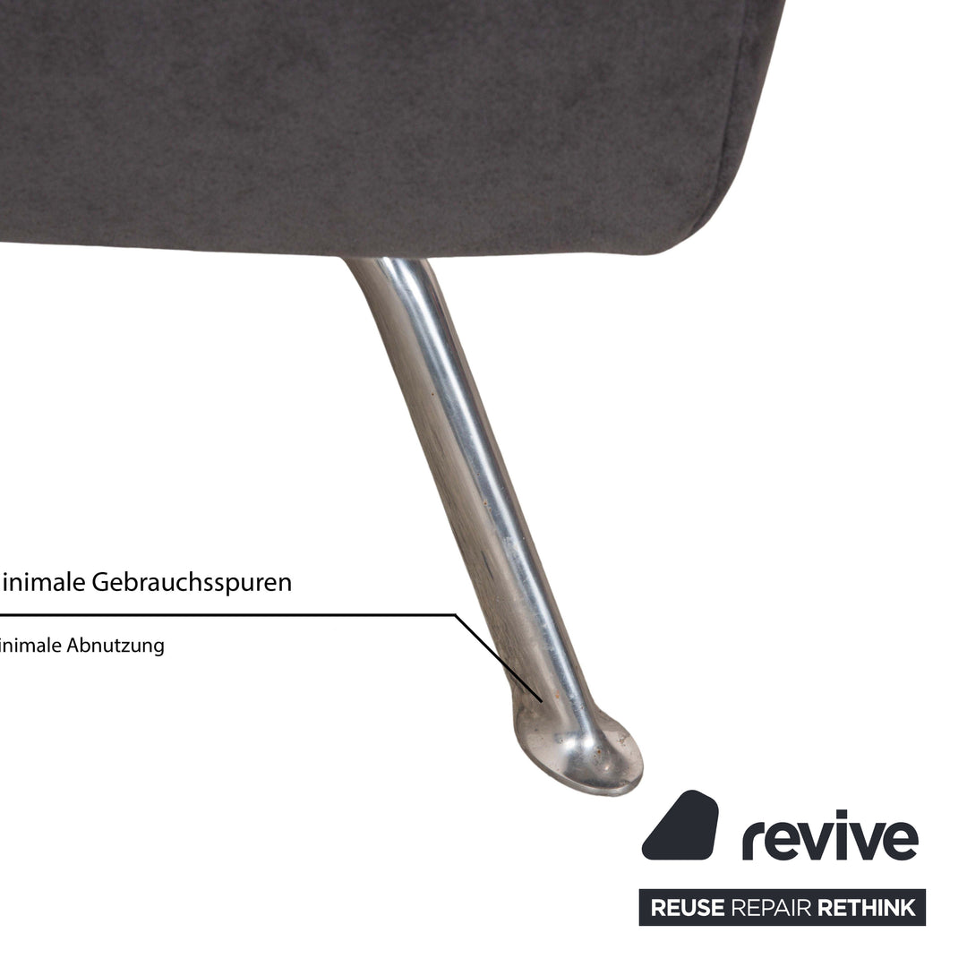canapé 3 places en tissu Smala ligne roset avec repose-pieds gris fonction manuelle