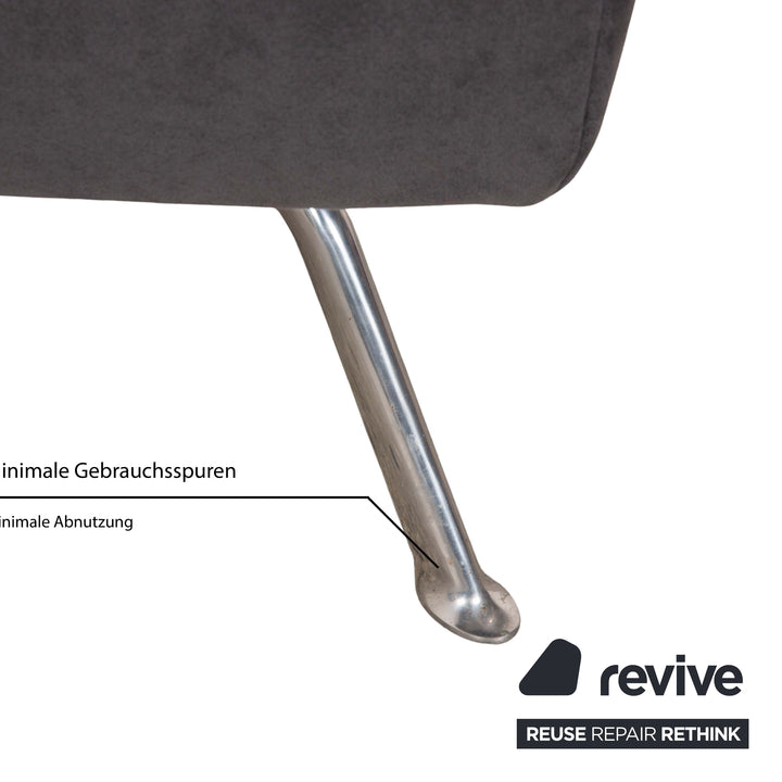 canapé 3 places en tissu Smala ligne roset avec repose-pieds gris fonction manuelle