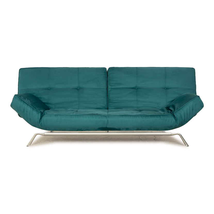 Ligne roset Canapé 3 places Smala en tissu vert turquoise neuf housse fonction manuelle fonction sommeil