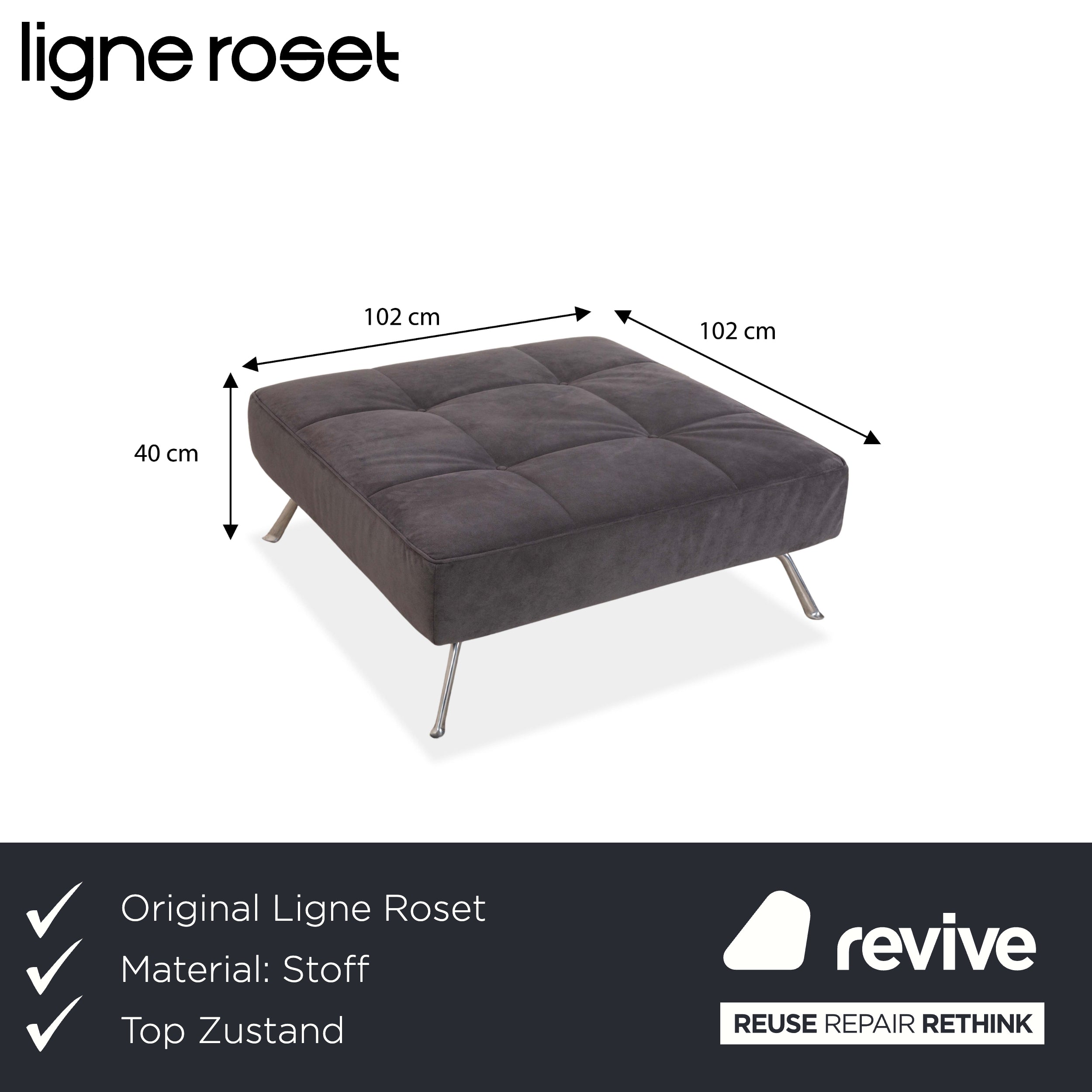 ligne roset Smala fabric stool gray